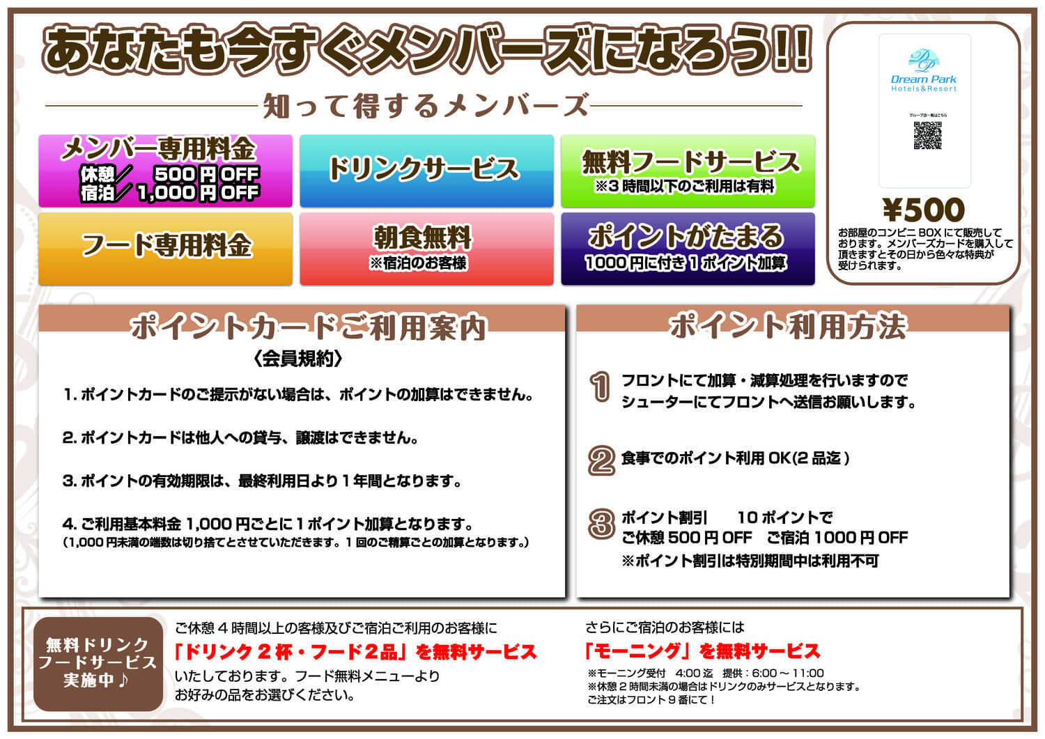 メンバーカードの詳細を記載したPOP